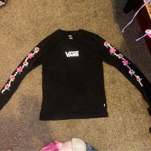 Vans Kids Black Long Sleeve with Floral Sleeves